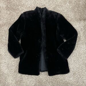 Vintage Y2K 90s mcbling black fur coat